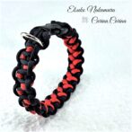 [公式]マクラメ編みNo45　ネイビー＆赤の平結びアレンジ小型犬首輪