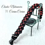 [公式]マクラメ編みNo45　ネイビー＆赤の平結びアレンジ小型犬首輪