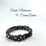 [公式]マクラメ編みNo44　茶＆白黒まだらの平結びアレンジ小型犬首輪