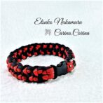 [公式]パラコードマクラメ編みNo51 赤とネイビー犬首輪