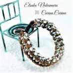 [公式]パラコードマクラメ編みNo53 茶と白＆黒の犬首輪