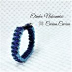 [公式]パラコードマクラメ編みNo66 ターコイズブルーとディープパープルの犬猫首輪