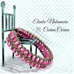 [公式]パラコードマクラメ編みNo67 ホワイト＆ピンクと薄茶色の犬首輪