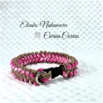 [公式]パラコードマクラメ編みNo67 ホワイト＆ピンクと薄茶色の犬首輪