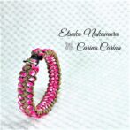 [公式]パラコードマクラメ編みNo67 ホワイト＆ピンクと薄茶色の犬首輪