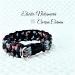 [公式]パラコードマクラメ編みNo65 ターコイズブルー＆レッドとネイビーの犬首輪