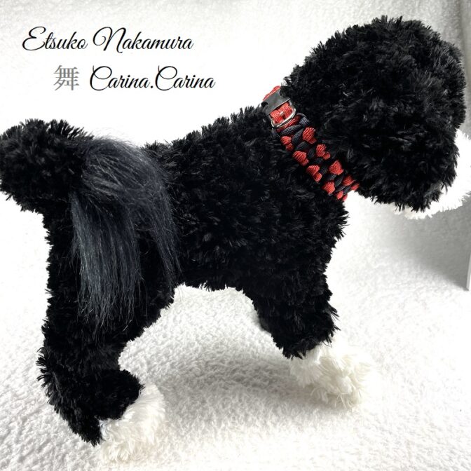 [公式]パラコードマクラメ編みNo51 赤とネイビー犬首輪