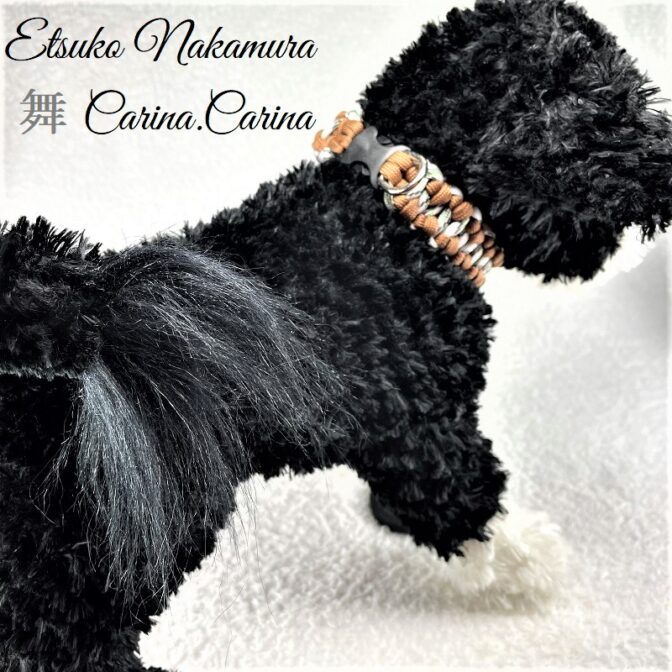 [公式]パラコードマクラメ編みNo53 茶と白＆黒の犬首輪