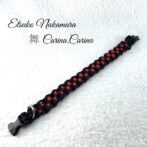 [公式]マクラメ編みNo45　ネイビー＆赤の平結びアレンジ小型犬首輪