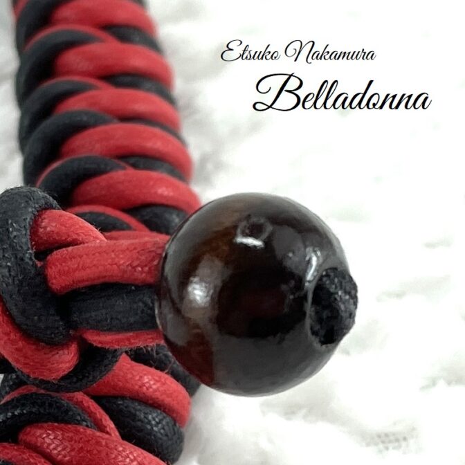 綿100%ロー引きロープNo100　赤と黒のマクラメ編みネック＆チョーカー