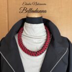 綿100%ロー引きロープNo100　赤と黒のマクラメ編みネック＆チョーカー