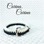 [公式]パラコードマクラメ編みNo74 白とまだら紺色の犬首輪