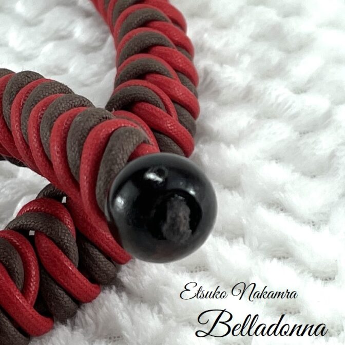 綿100%ロー引きロープNo101　赤とブラウンのマクラメ編みネック＆チョーカー