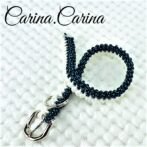 [公式]パラコードマクラメ編みNo74 白とまだら紺色の犬首輪