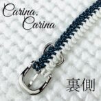 [公式]パラコードマクラメ編みNo74 白とまだら紺色の犬首輪