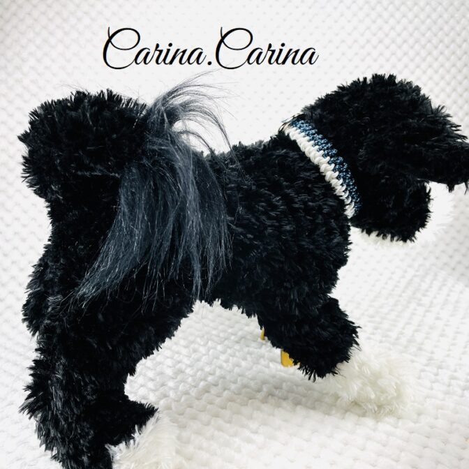 [公式]パラコードマクラメ編みNo74 白とまだら紺色の犬首輪