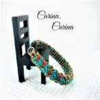 [公式]パラコードマクラメ編みNo75 茶ターコイスブルー全4色の犬首輪