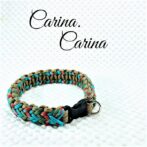 [公式]パラコードマクラメ編みNo75 茶ターコイスブルー全4色の犬首輪