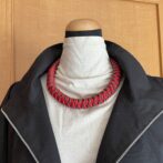 綿100%ロー引きロープNo101　赤とブラウンのマクラメ編みネック＆チョーカー