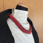 綿100%ロー引きロープNo101　赤とブラウンのマクラメ編みネック＆チョーカー