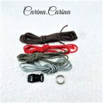 [キット]パラコード#54No77マクラメ編み 濃茶グレー赤まだらの小型、中型犬首輪