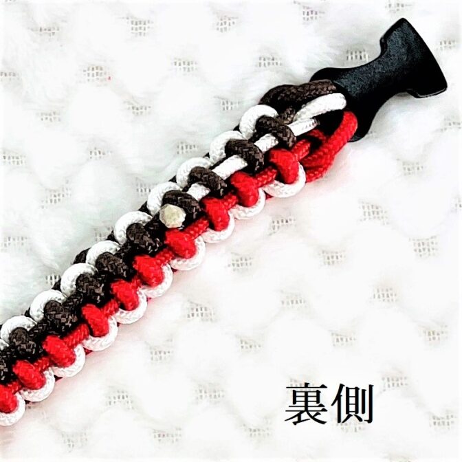 [キット]パラコード#56No81マクラメ編み 赤白茶の小型、中型犬首輪