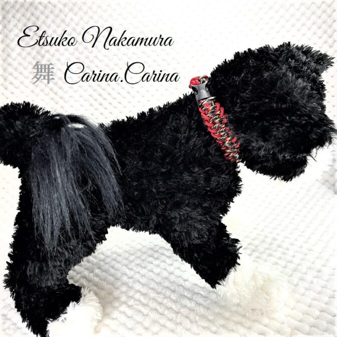 [キット]パラコード＃48No69 マクラメ編み赤まだらと赤の犬猫首輪