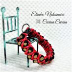 [キット]パラコード＃44No62マクラメ編み レッドと黒＆茶色の犬首輪