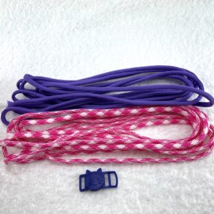 [キット]パラコード＃46No64 マクラメ編みディープ・ ディープ・パープルとピンク＆ホワイト色の犬猫