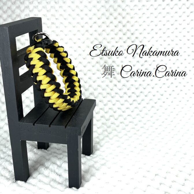 [キット]パラコード＃47No68マクラメ編み イエローとブラックの犬首輪