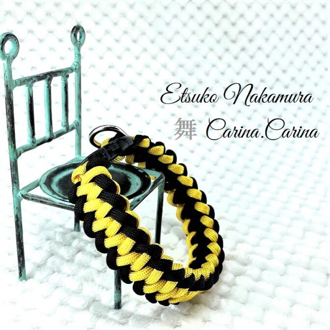 [キット]パラコード＃47No68マクラメ編み イエローとブラックの犬首輪