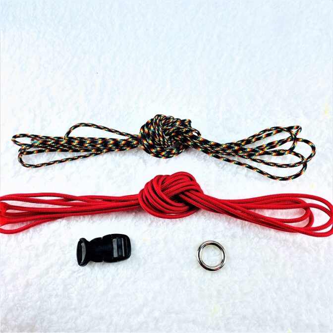 [キット]パラコード＃48No69 マクラメ編み赤まだらと赤の犬猫首輪