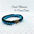 [キット]パラコード＃45No63マクラメ編み ターコイズブルーと黒色の犬猫首輪