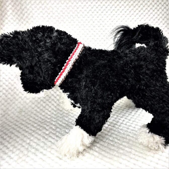 [キット]パラコード#56No81マクラメ編み 赤白茶の小型、中型犬首輪