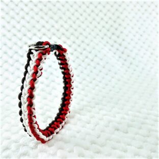 [キット]パラコード#56No81マクラメ編み 赤白茶の小型、中型犬首輪