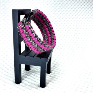 [公式]パラコード＃57No82マクラメ編みローズとまだら色大、中型犬用首輪