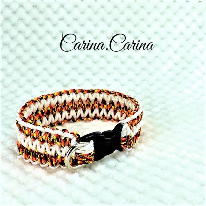 [公式]パラコード＃58No83マクラメ編みローズとまだら色大、中型犬用首輪