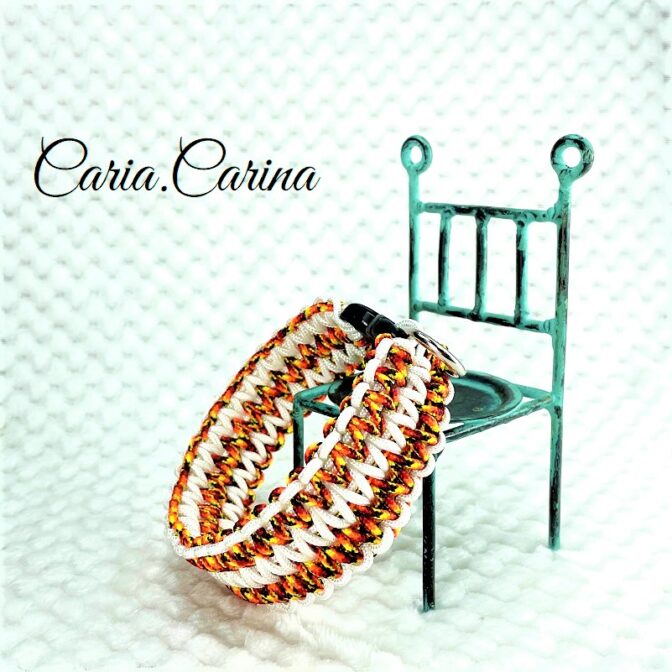 [公式]パラコード＃58No83マクラメ編みローズとまだら色大、中型犬用首輪