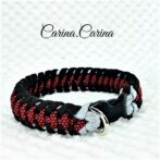 [公式]パラコード＃59No84マクラメ編みグレー黒赤まだら色大、中型犬用首輪