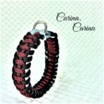 [公式]パラコード＃59No84マクラメ編みグレー黒赤まだら色大、中型犬用首輪