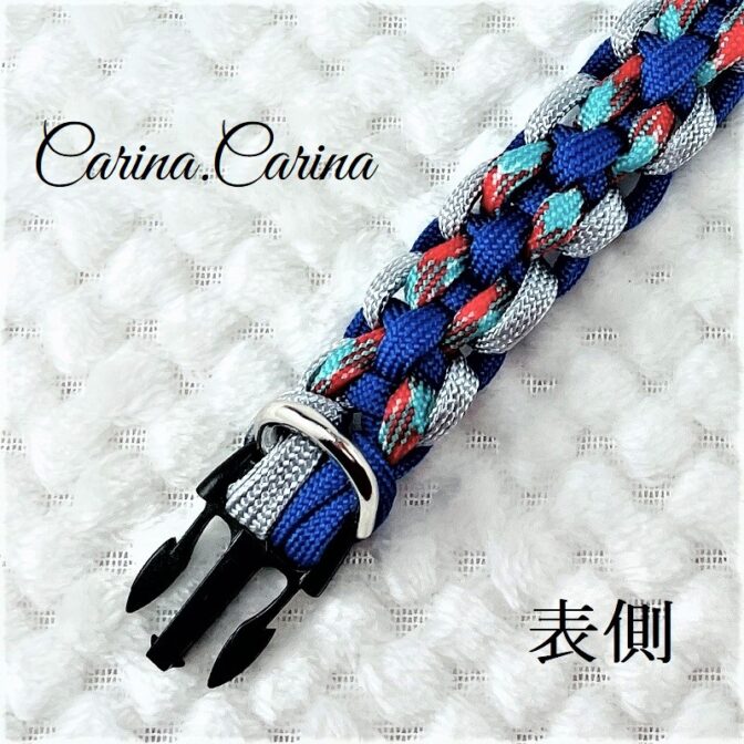 [公式]パラコード＃60No85マクラメ編みグレー青まだら色3色大、中型犬用首輪