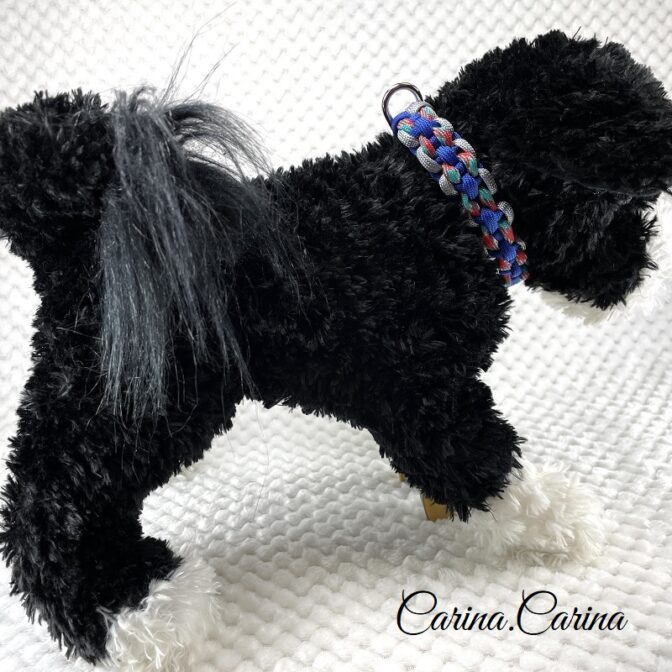 [公式]パラコード＃60No85マクラメ編みグレー青まだら色3色大、中型犬用首輪