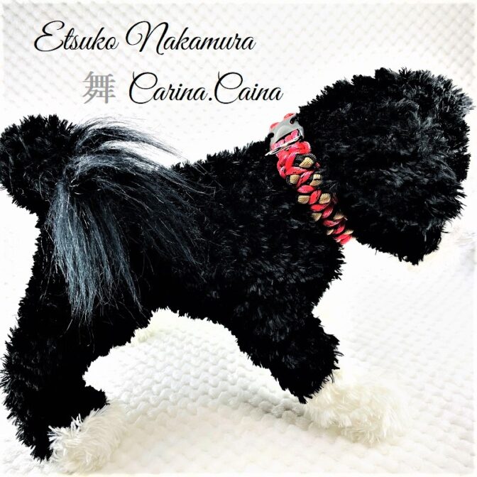 [キット]パラコード＃44No62マクラメ編み レッドと黒＆茶色の犬首輪