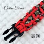 [公式]パラコード＃65No90マクラメ編みルビーと茶まだらの中、小型犬用首輪