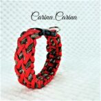 [公式]パラコード＃65No90マクラメ編みルビーと茶まだらの中、小型犬用首輪