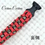 [公式]パラコード＃65No90マクラメ編みルビーと茶まだらの中、小型犬用首輪