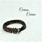 [公式]パラコード＃69No94マクラメ編み焦げ茶と赤まだらの犬用首輪