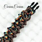 [公式]パラコード＃69No94マクラメ編み焦げ茶と赤まだらの犬用首輪