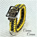 [公式]パラコード＃70No95マクラメ編み茶イエロー茶まだらの大、中型犬用首輪