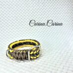 [公式]パラコード＃70No95マクラメ編み茶イエロー茶まだらの大、中型犬用首輪